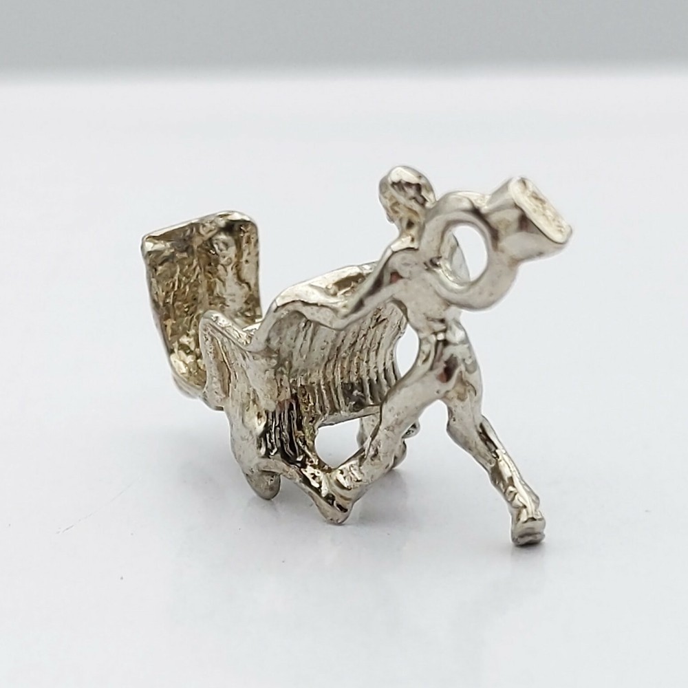 Man Pushing Stroller Silver Charm