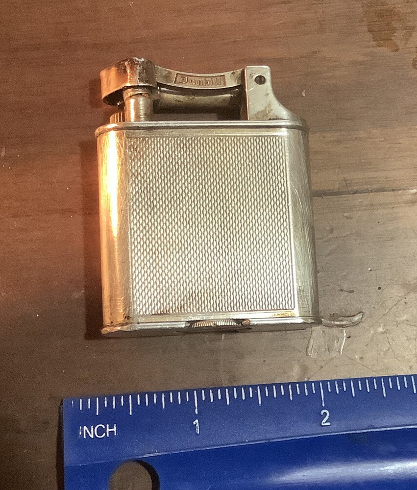 Alfred Dunhill The Standard Lift Arm Silver Engine Turned Barley Pattern Lighter