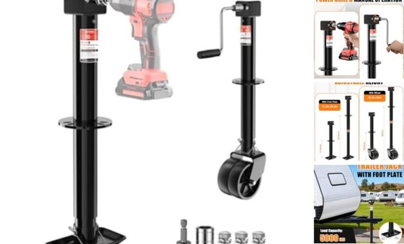 Upgraded 2-in-1 A-Frame Trailer Jack, Switch Between 5000lbs Foot Plate & 2000