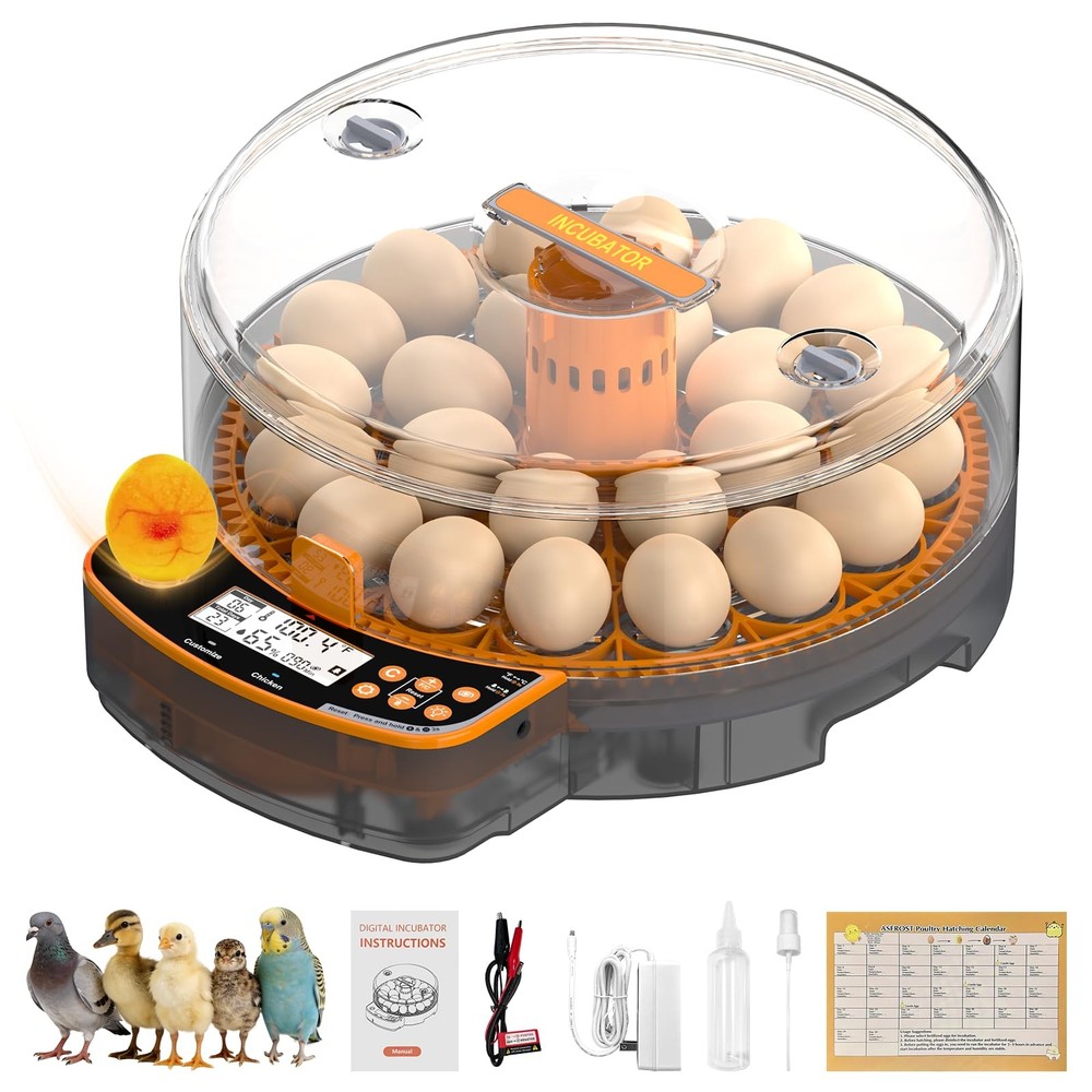 AsFrost Automatic Incubators for Hatching Eggs, 24 Egg 24, Orange