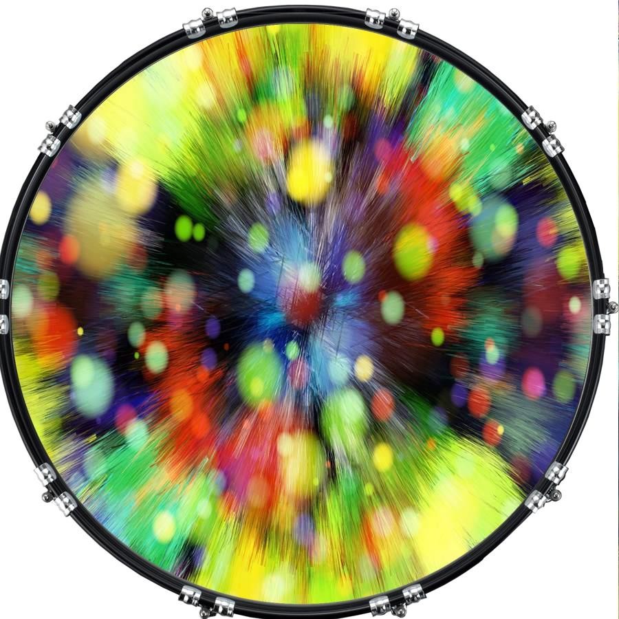 Custom 22" Kick Bass Drum Head Graphical Image Front Skin Explosive 11