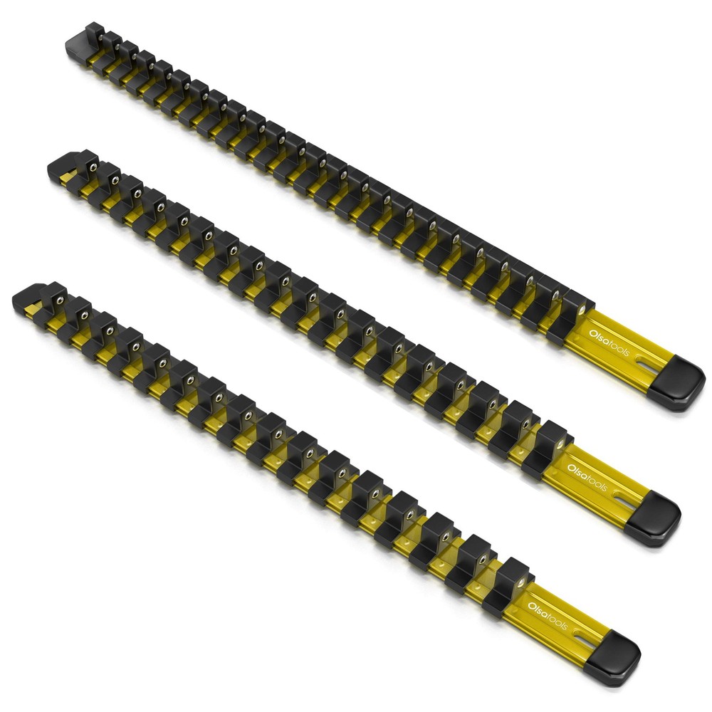 Olsa Tools Socket Organizer Set (3Pc, Yellow) - Socket Holder And Sock