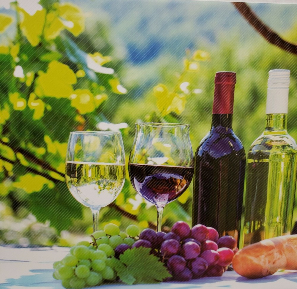 12 pc 3D Thin Plastic Set: 6 PLACEMATS & 6 COASTERS, WINE & GRAPES, Mirtex