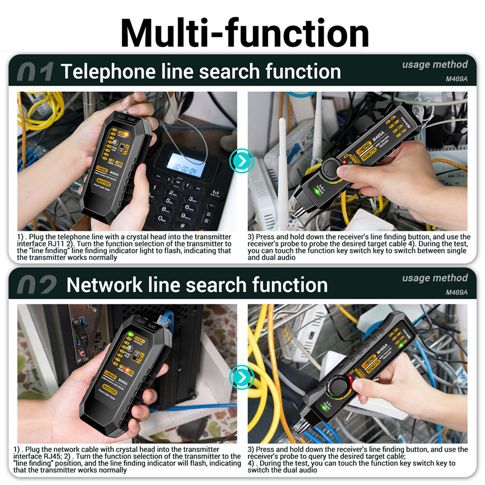 ANENG M469A Multifunctional RJ45 RJ11 Network Cables Tracker Networking Analyzer