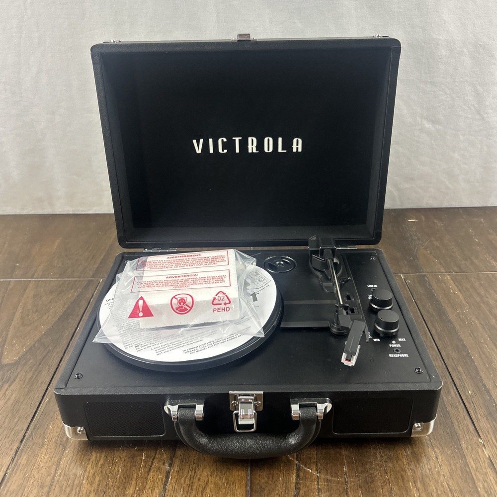 Victrola Journey+ Bluetooth Record Player Suitcase Black Open Box Tested Working