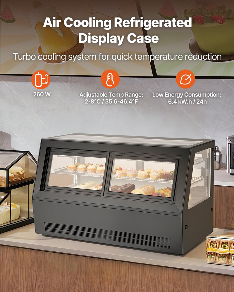 Refrigerated Display Case 7.1CuFt 2-Tier Countertop Cake Fridge LED