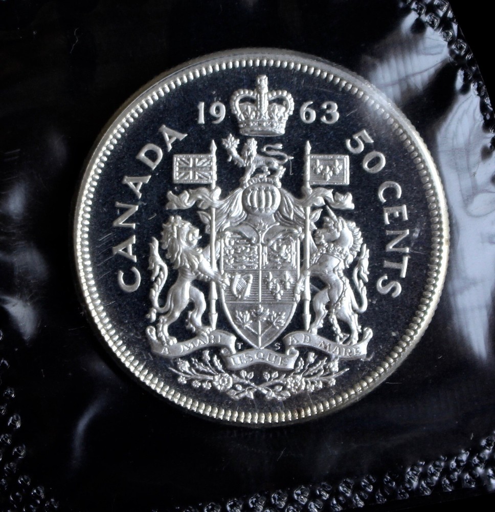 1963 CANADA 50 CENTS .800 SILVER - Pulled From Proof-Like Set UNC