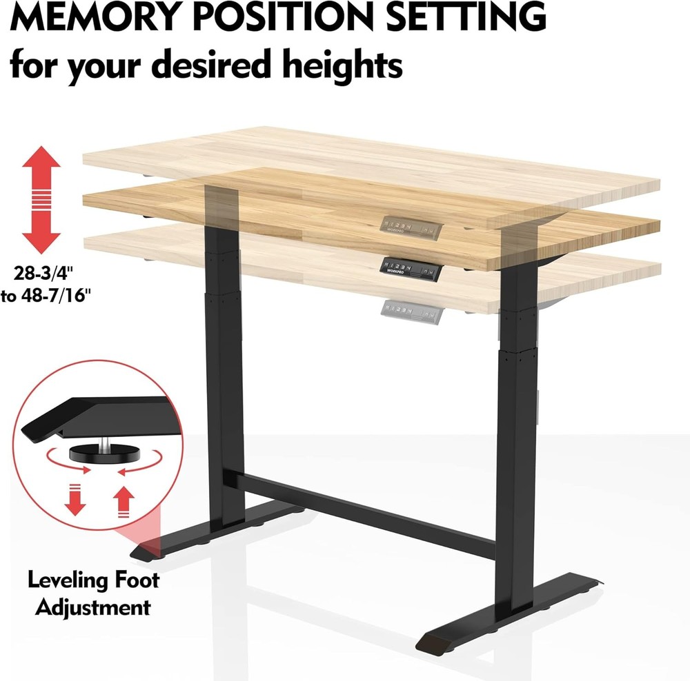 WORKPRO Dual Motor 48" Electric Height Adjustable Workbench 500LBS Load Capacity