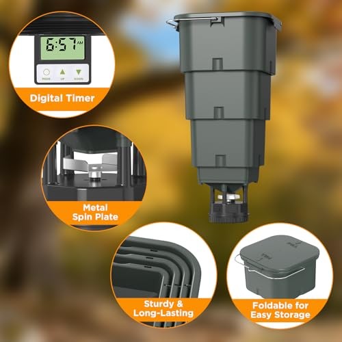 5 Gallon Hanging Deer Feeder, Automatic Game Feeder with Programmable Digital