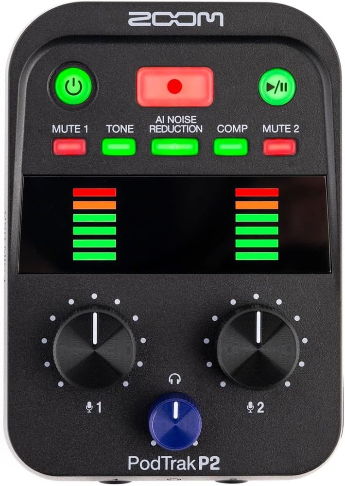 Zoom PodTrak P2 Podcast Recorder, Memory Card microSDXC Pro 64GB, Bundle
