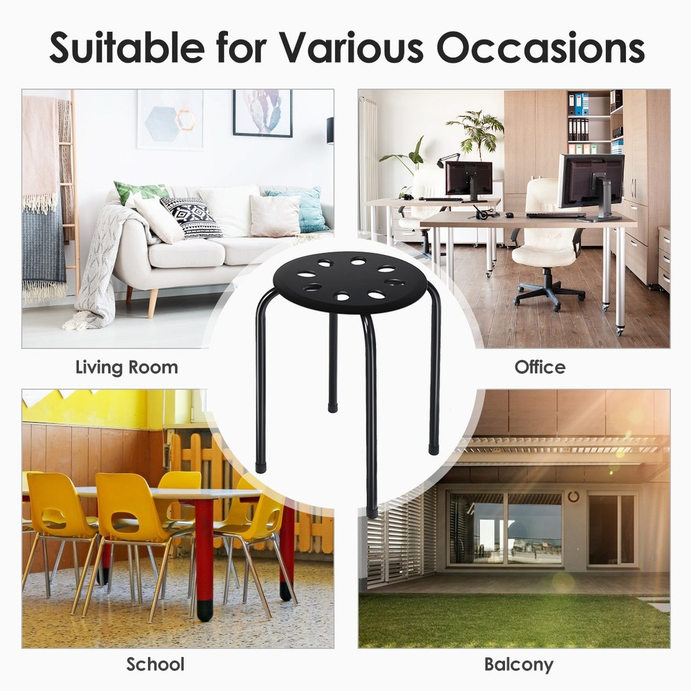 Set of 6 Portable Plastic Stack Stools 17.5" Height Backless Classroom Seating