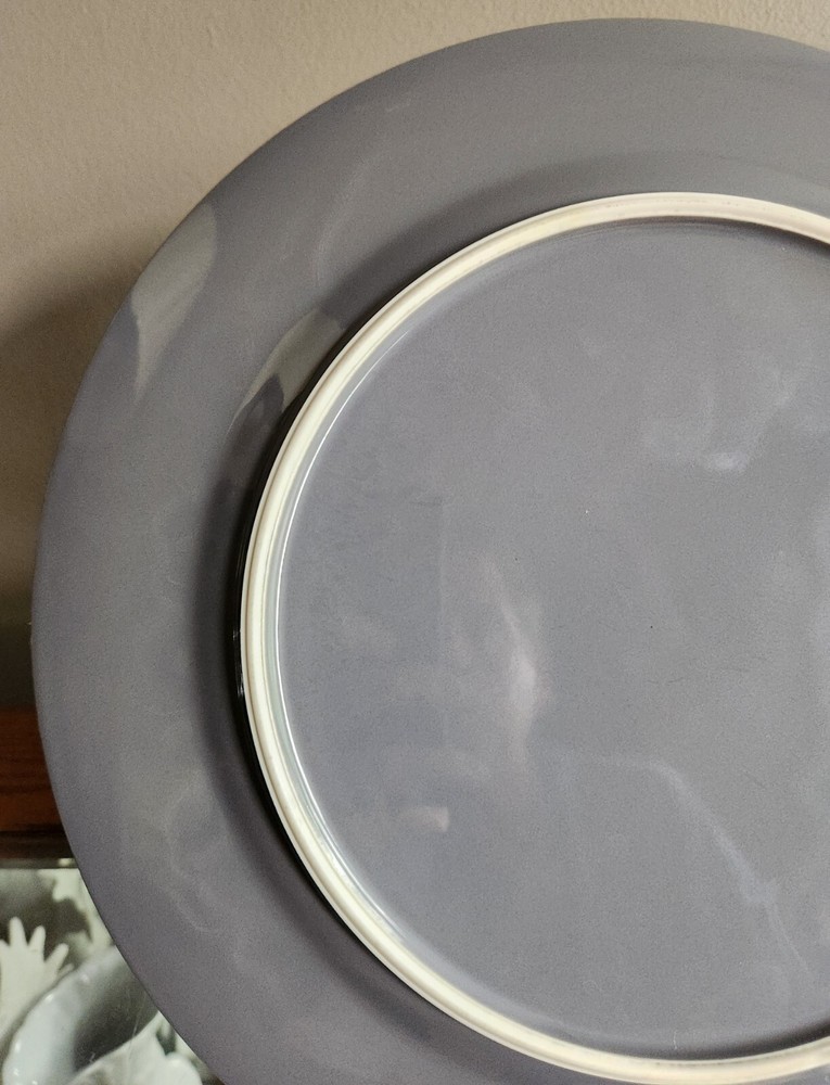 12⅛" Round Gray Serving Platter • Maker Unknown