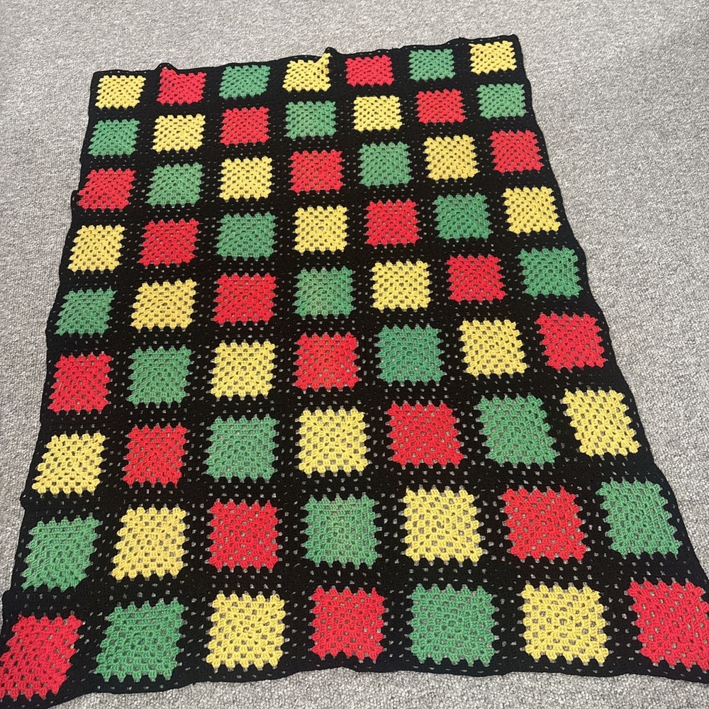 Granny Square Crochet Blanket Patchwork Quilt 64 X 48