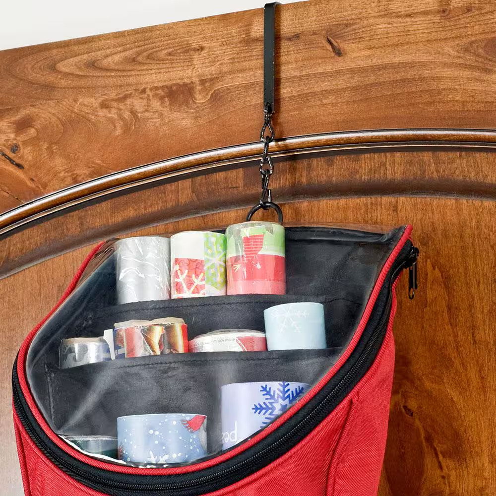 Hanging Wrapping Paper Storage Container with Extra Gift Wrap Accessory Storage