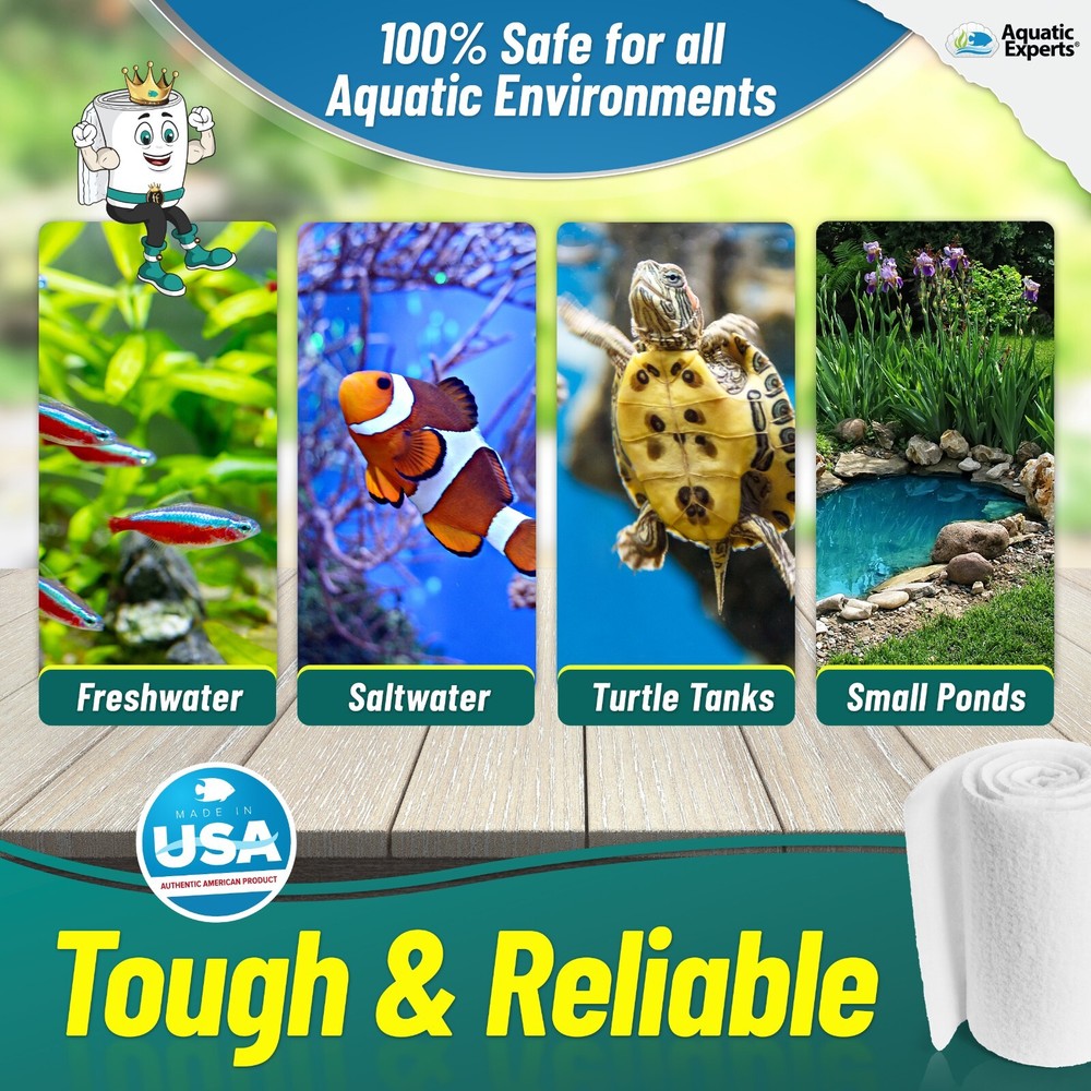 FilterFirst Aquarium Filter Pad Media Roll Crystal Clear Water - 1/2" Thick