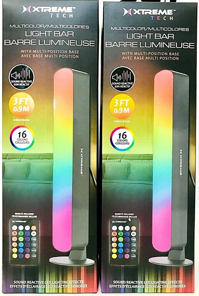 2 Ct Xtreme Tech Multicolor Sound Reactive LED Effects Light Bar Remote Included