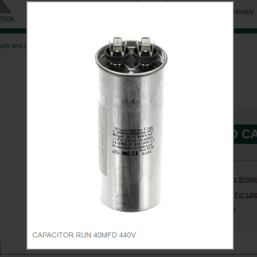 CAPACITOR RUN 40MFD 440V # 9181009-13