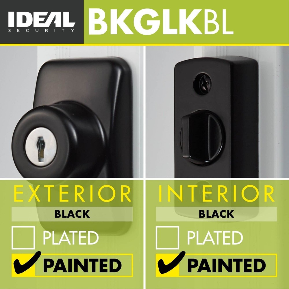 Ideal Security Model GLK Deadbolt for Storm and Screen Doors, Key Lock, Black