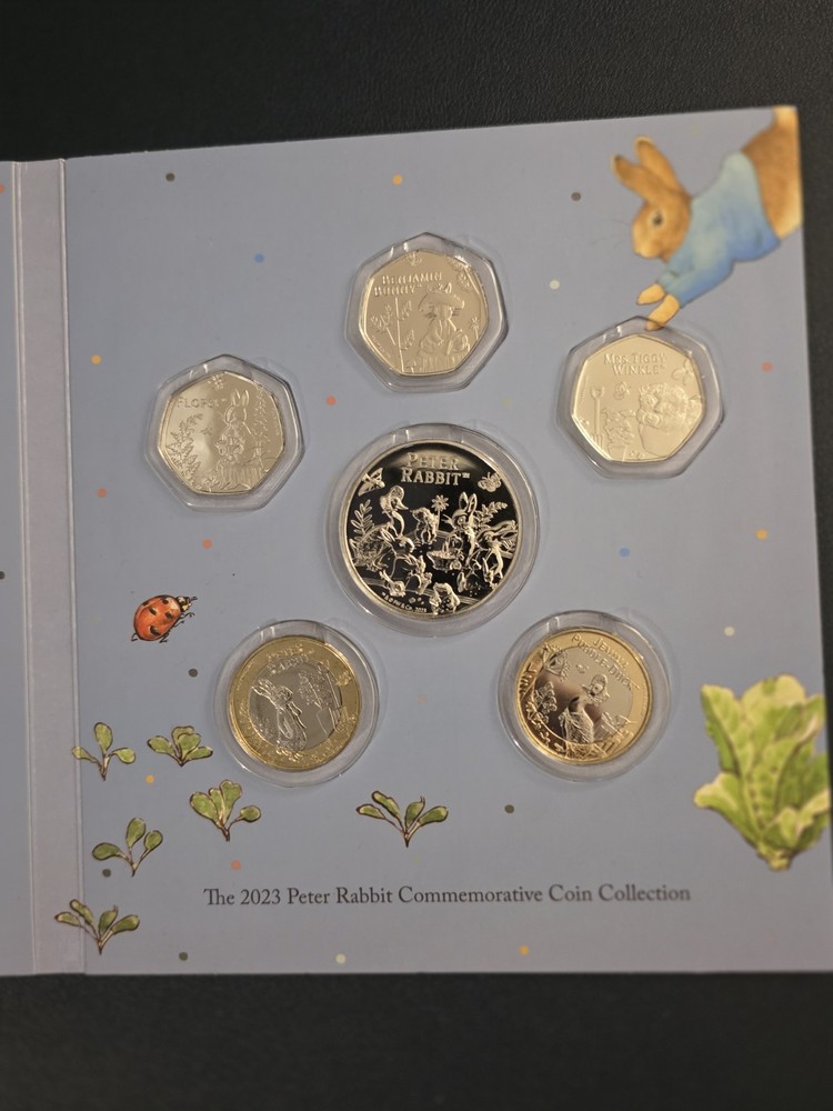 3 X Complete Peter Rabbit Coin Sets, See Description For What's Included