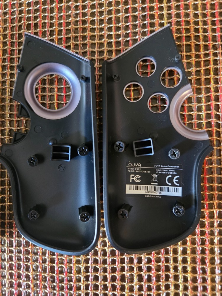 2 Official Genuine OUYA Wireless Controllers Silver/Black TESTED & Working