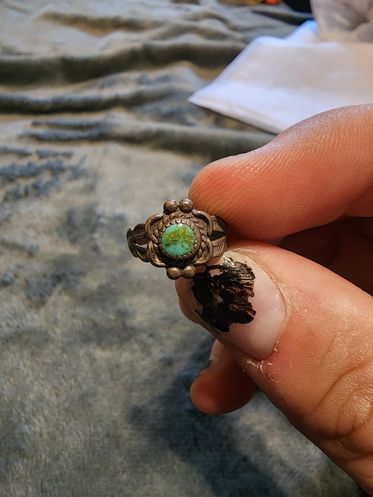 Vintage Sterling Silver & Turquoise Ring Size 2.5