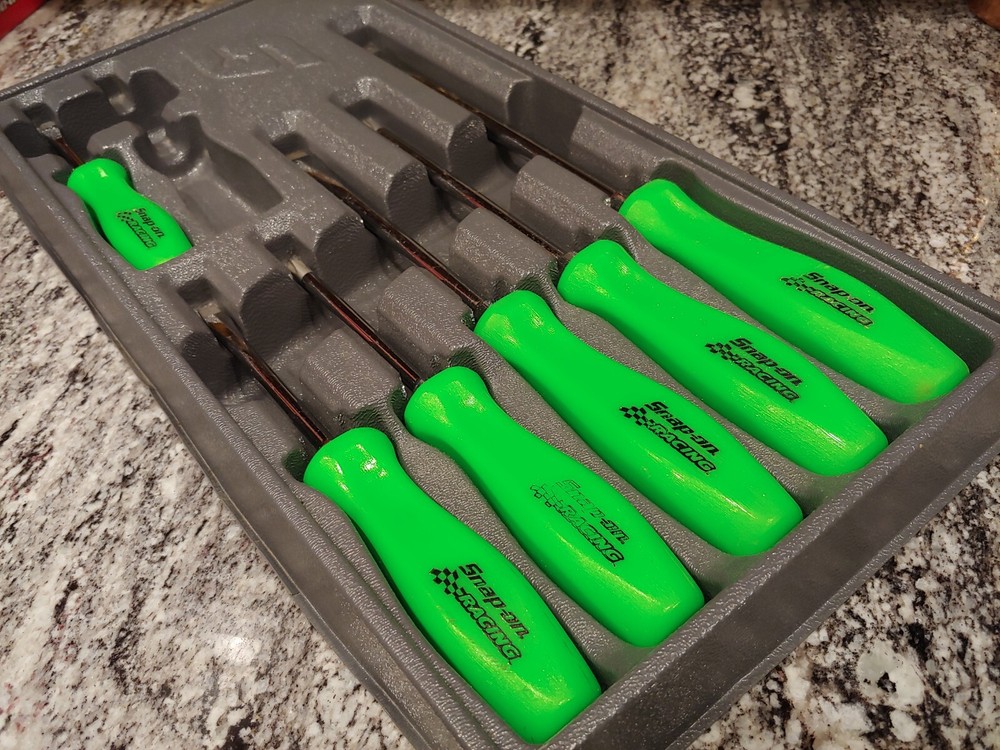 Snapon Tools 7pc Racing Hard Handle Screwdriver Set (Missing 1) - GREEN
