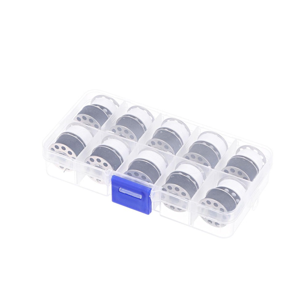 Bobbins and Sewing Thread Set with Bobbin Case for Sewing Machine Black White