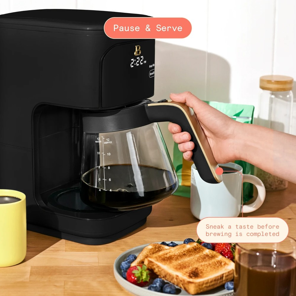 Beautiful 12 cup Programmable Coffee Maker, Black Sesame by Drew Barrymore