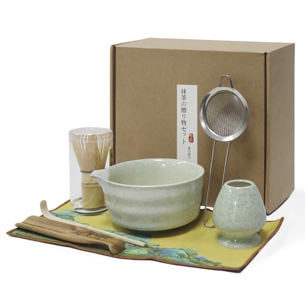 Matcha Whisk Set, Bamboo & Ceramic, Green, Standard Size, Japanese Modern Sty...