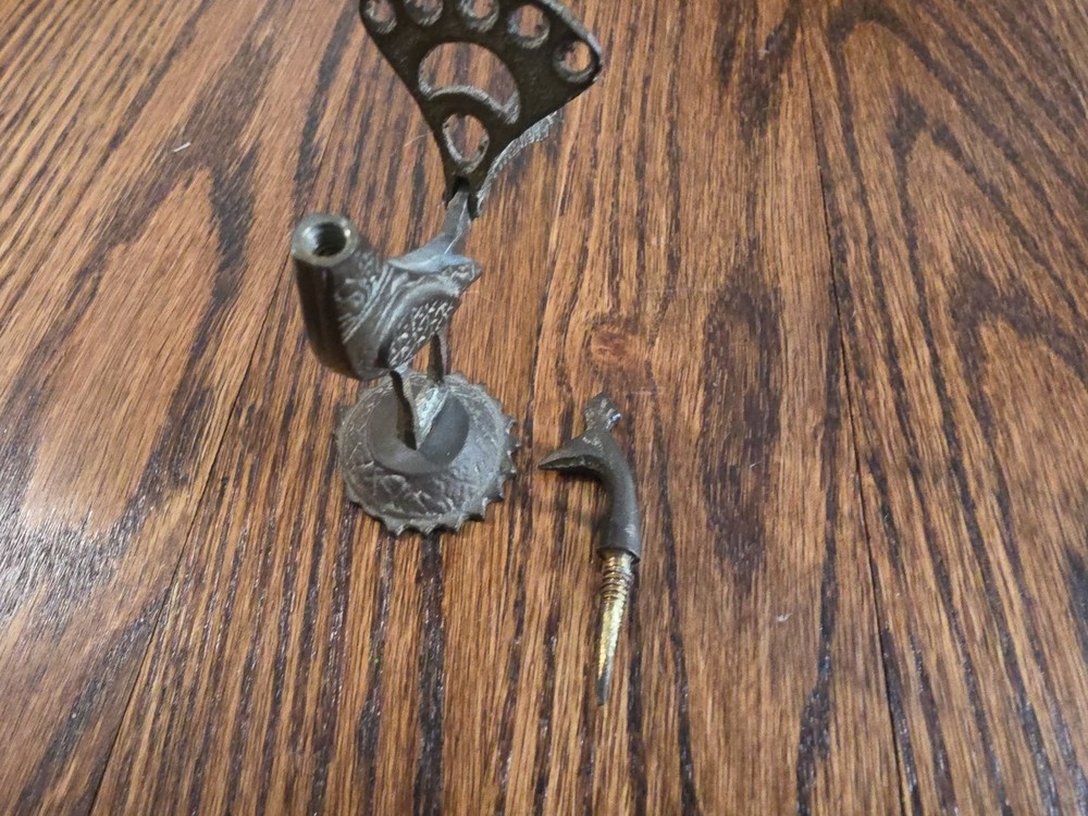 Unique Antique Vintage Solid Brass Silver Kohl Empty Flask Peacock Bird Figure