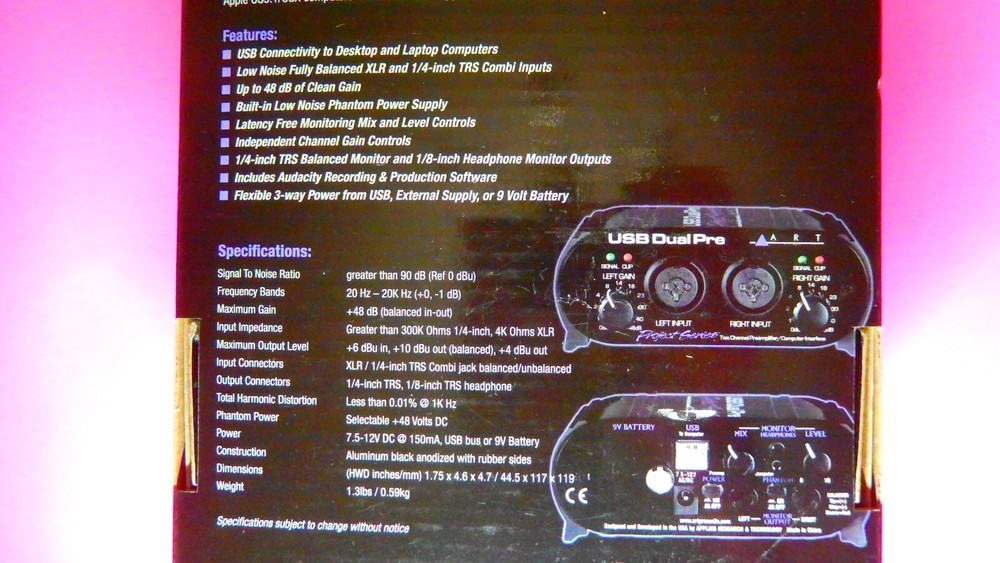NEW Art USB Dual Pre-Amp, TWO-Channel Pre Amp Computer Interface Project Series