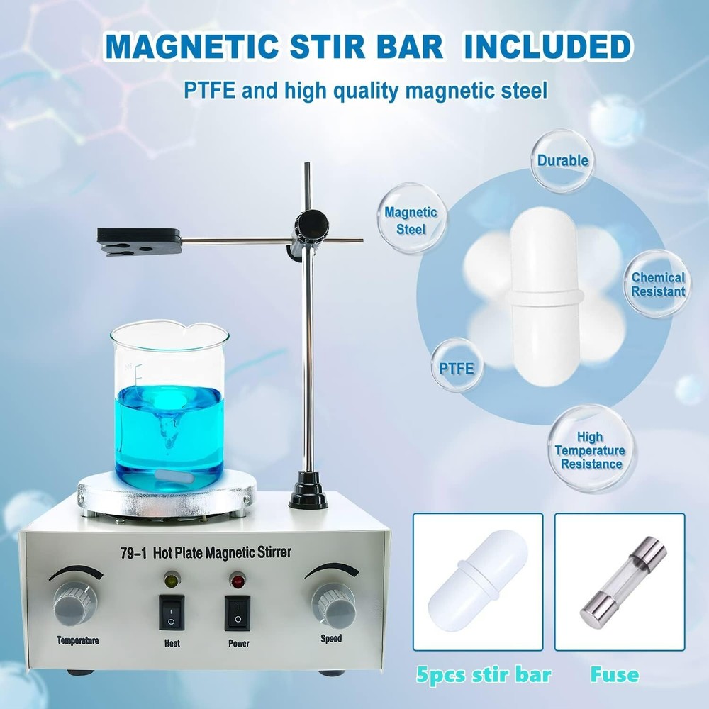 Efficient 1000ml Magnetic Stir Plate with Temperature Control and Stability