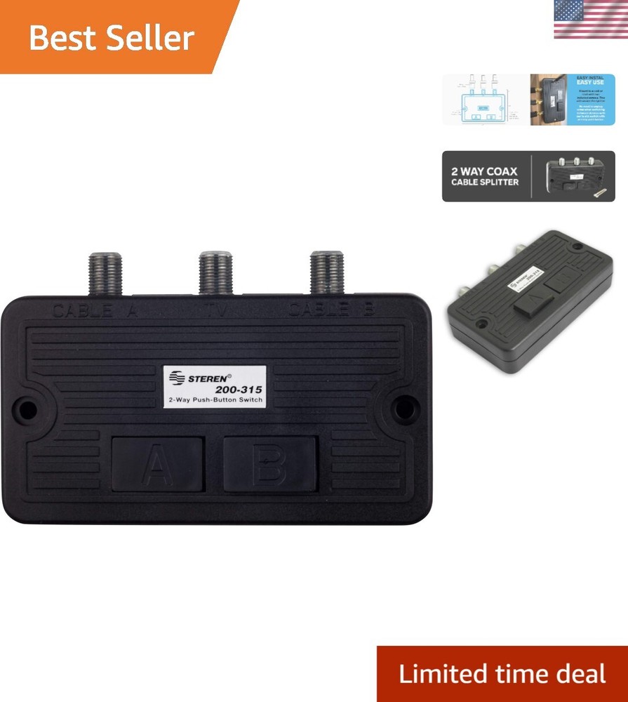 Easy Install Coax Cable Splitter & Manual AB Switch - Dual Device Solution