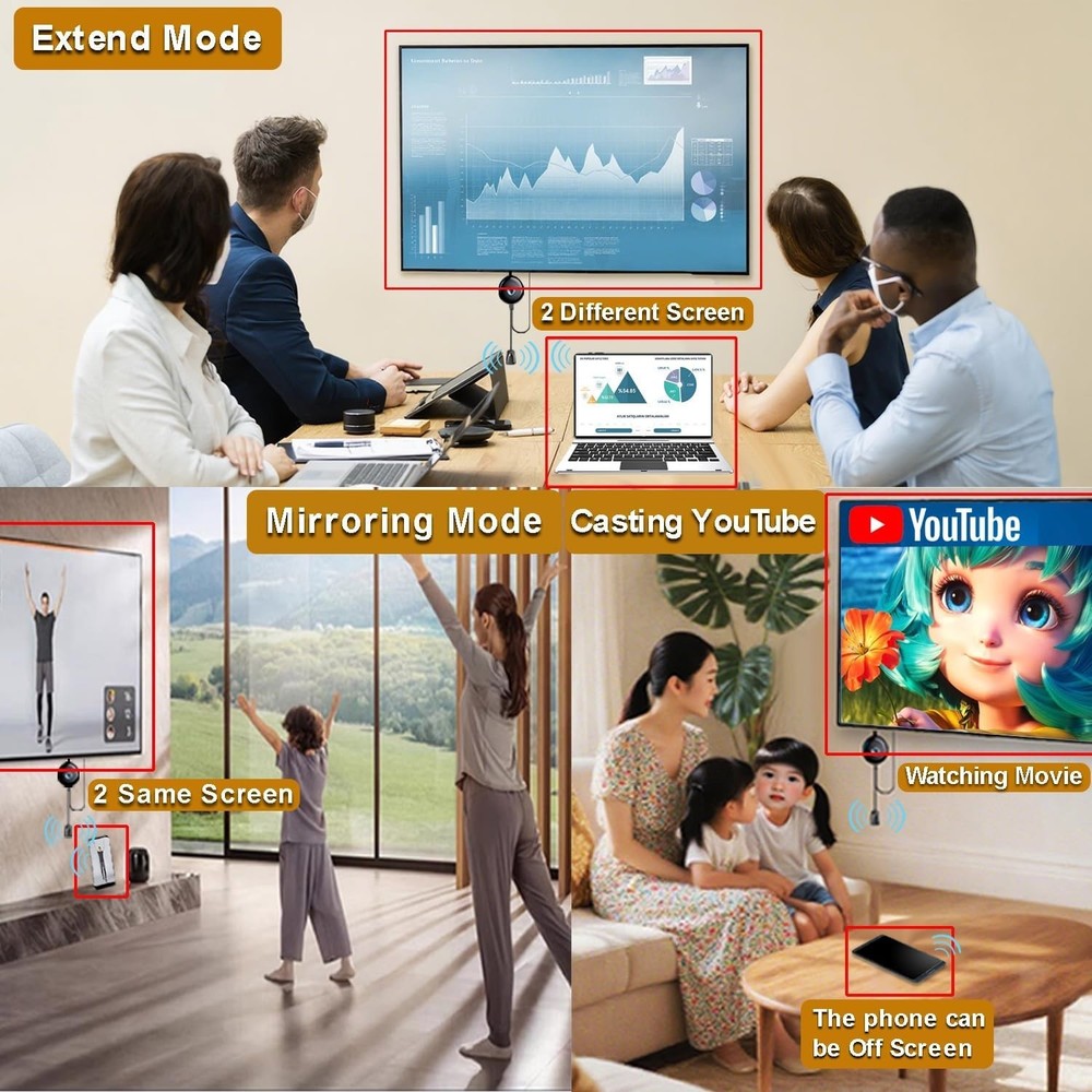 Wireless Display Adapter Designed for Multimedia Live Streaming Broadcast with L