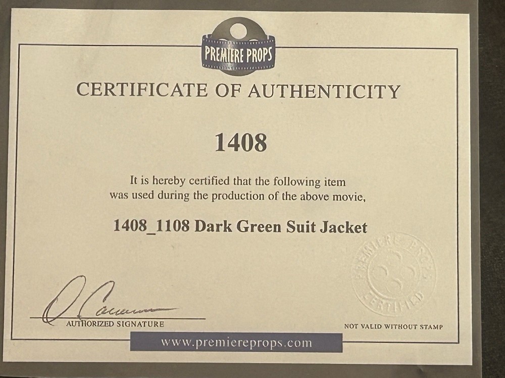 1408 Prop Jacket John Cusack Screen Worn Original Stephen King