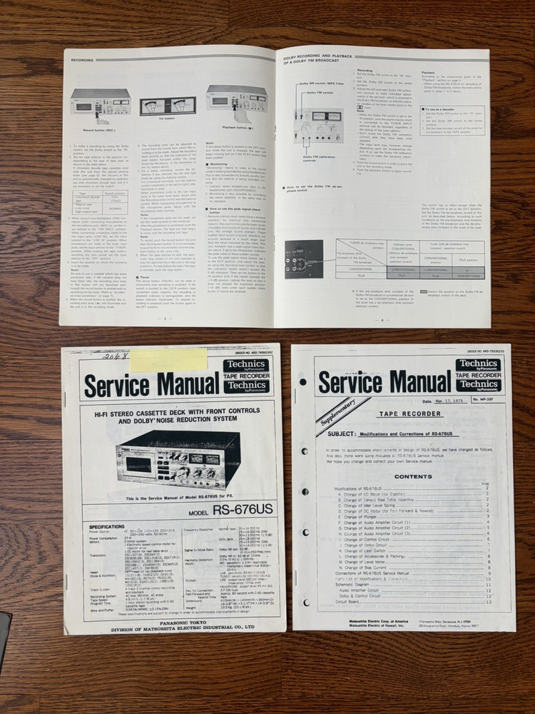 Technics RS-676US Cassette Tape Deck Original Box and Paperwork Multi Voltage