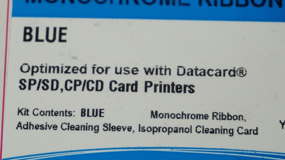 GENUINE DATACARD/ENTRUST BLUE MONOCHROME RIBBON FOR SP/SD, CP/CD ID CARD PRINTER