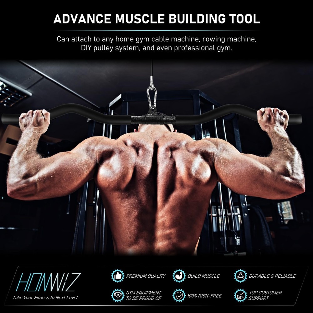 LAT Pull Down Bar, Detachable LAT Pulldown Attachment with Swivel Joint Wide ...