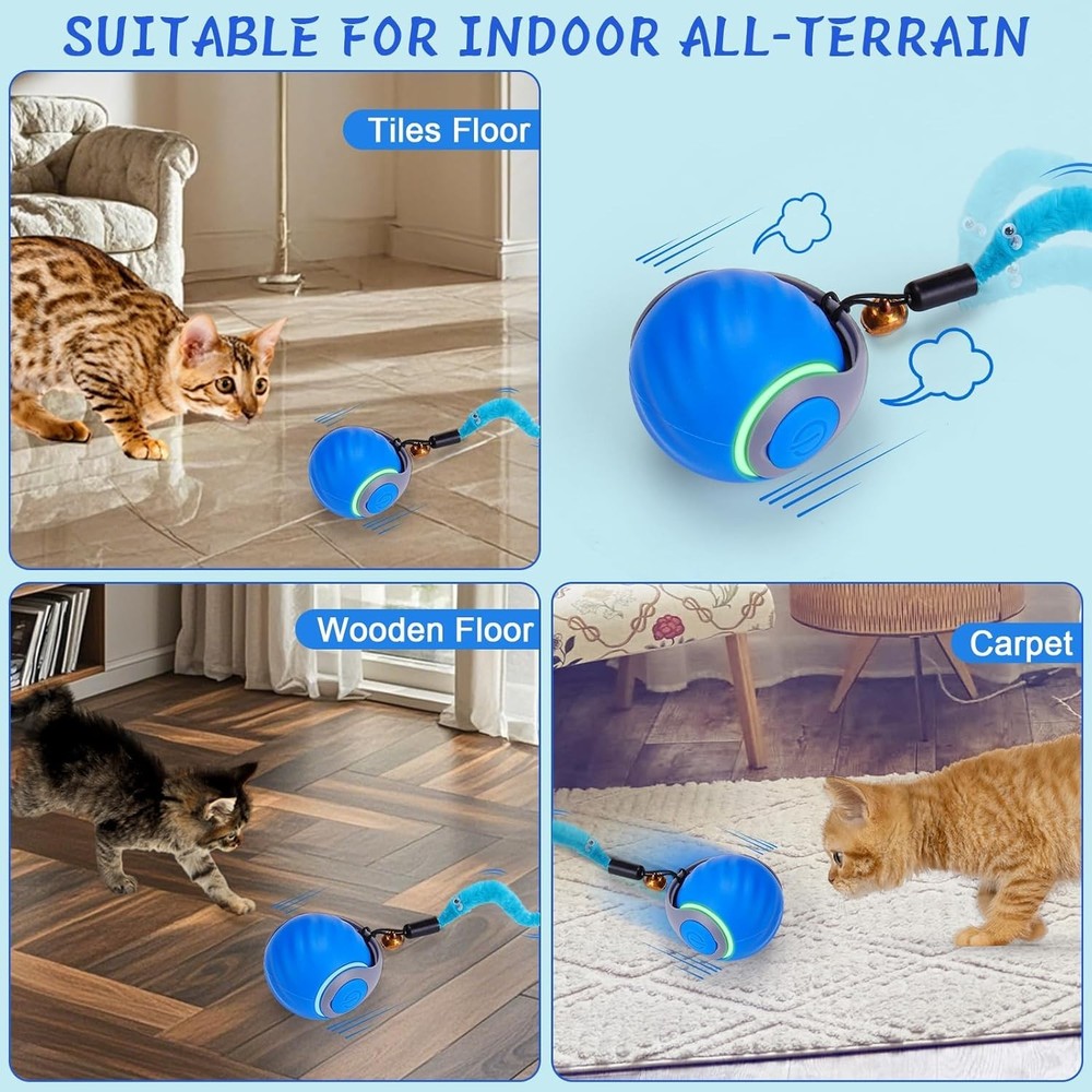 Interactive Cat Toy Ball - Automatic Interactive Cat Toys for Indoor Cats with 3