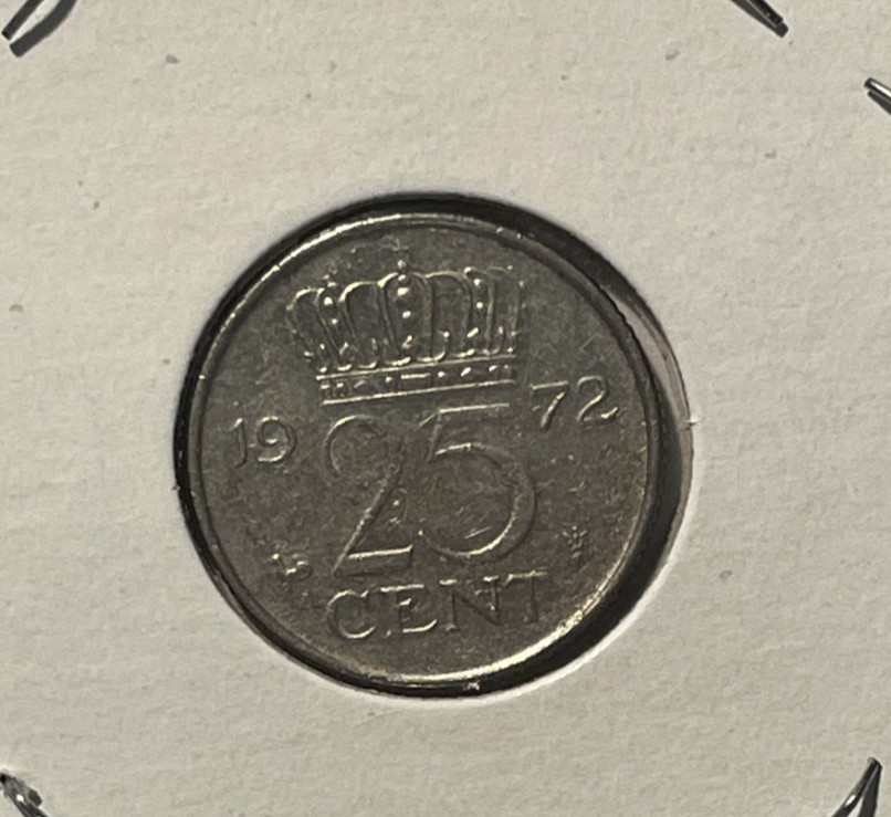 Netherlands 1972 25 cents coin