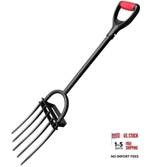 Garden Fork, Pitchforks for Digging Composting Single Handle Curved Teeth
