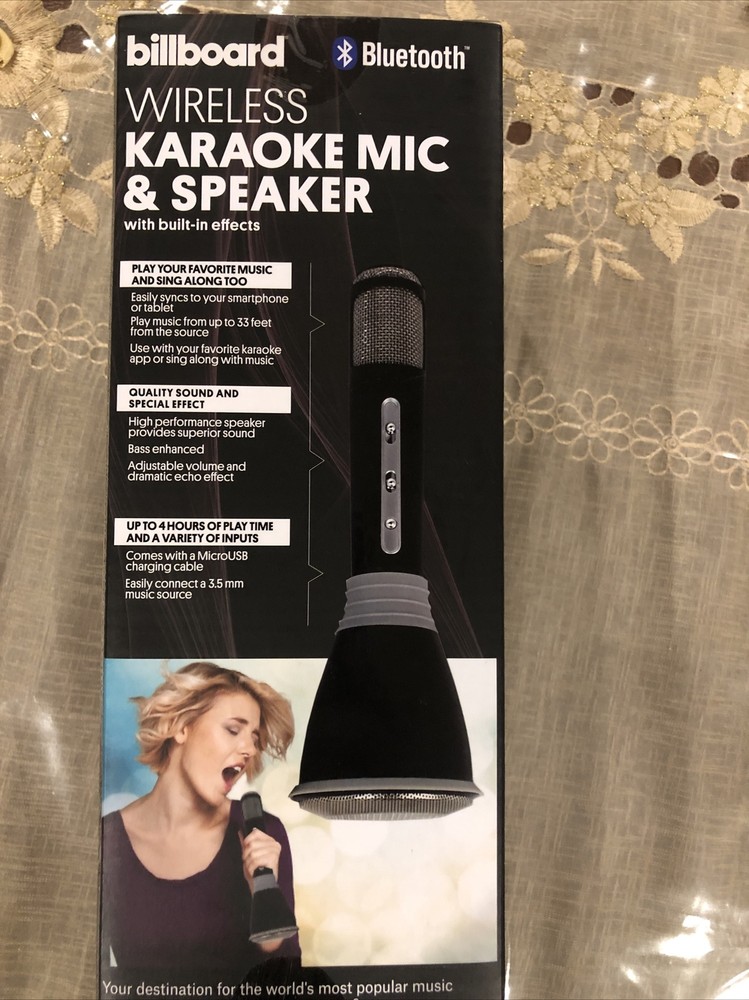 Billboard Bluetooth Wireless Karaoke Mic And Speaker With 33 Ft Range Retail $20