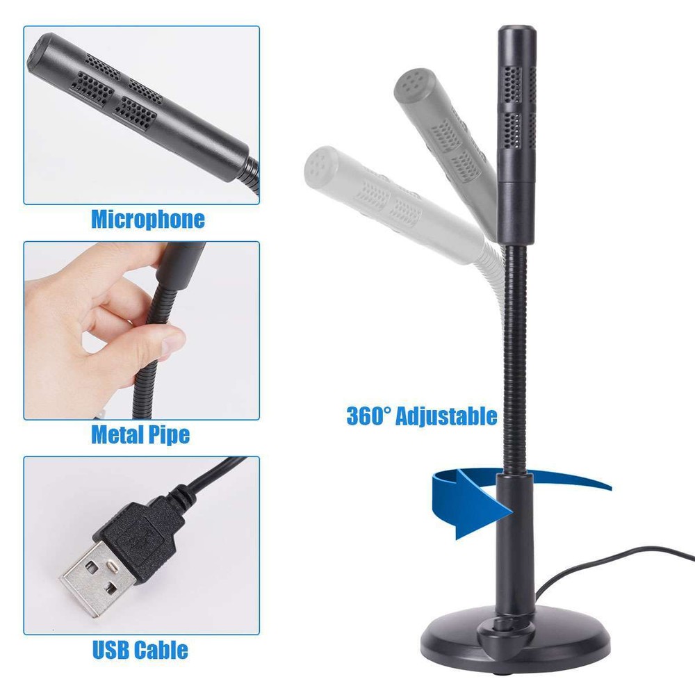2025 USB Computer Mini Condenser Microphone Stand Recording Mic For PC Desktop