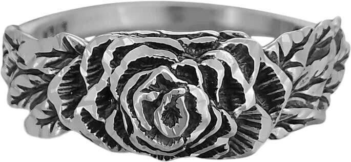 Size 4 Diamond Cut Full Bloom Rose Ring