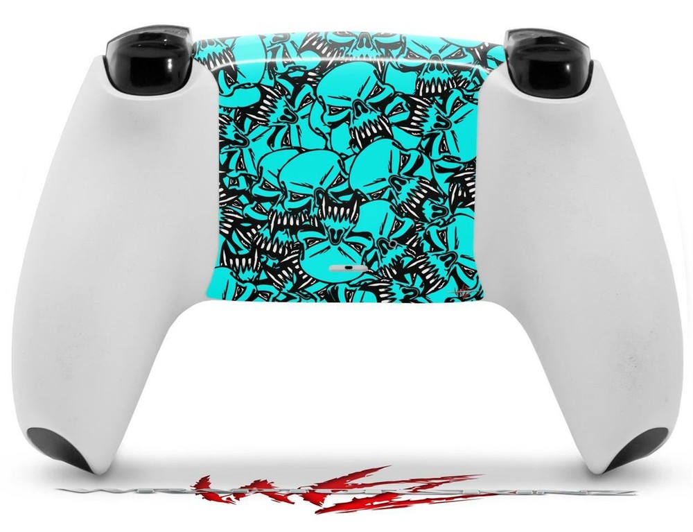 Skin Sony PS5 Controller Scattered Skulls Neon Teal