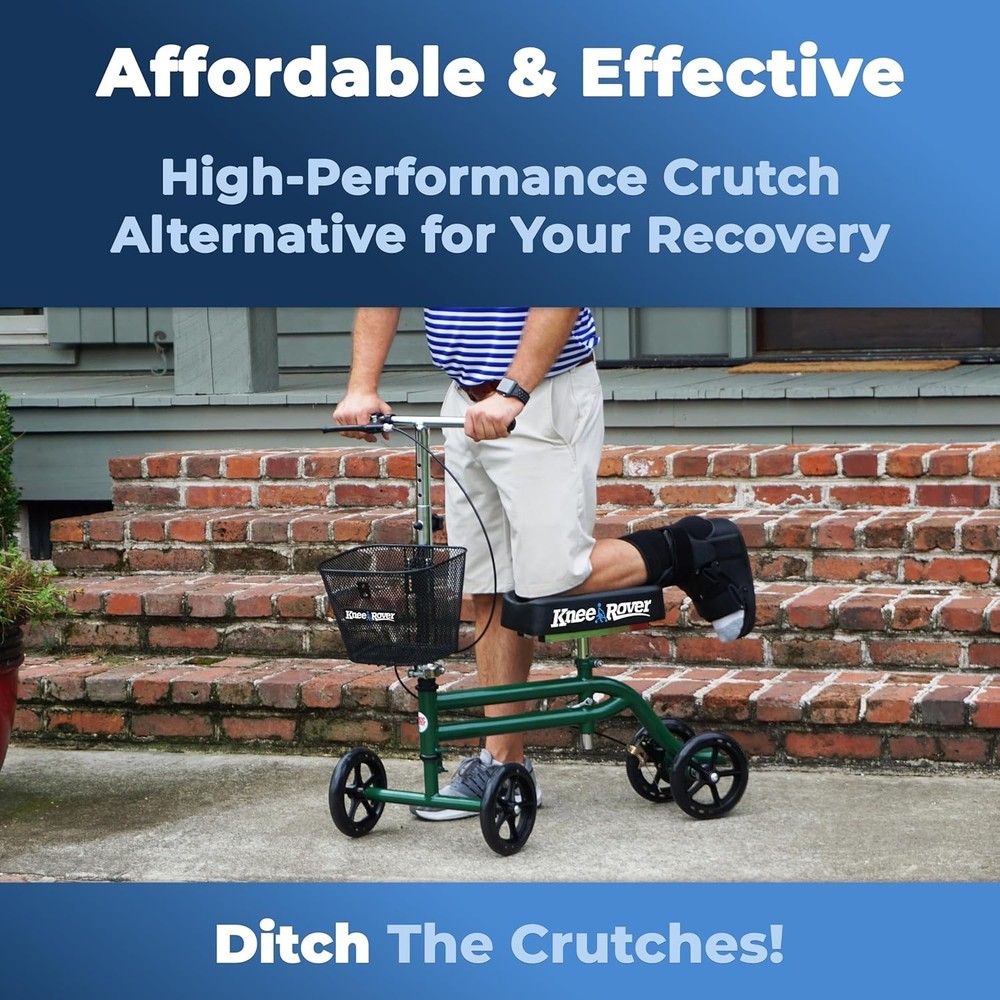 Knee Walker Scooter Foldable Steerable Crutch Alternative w/ Basket
