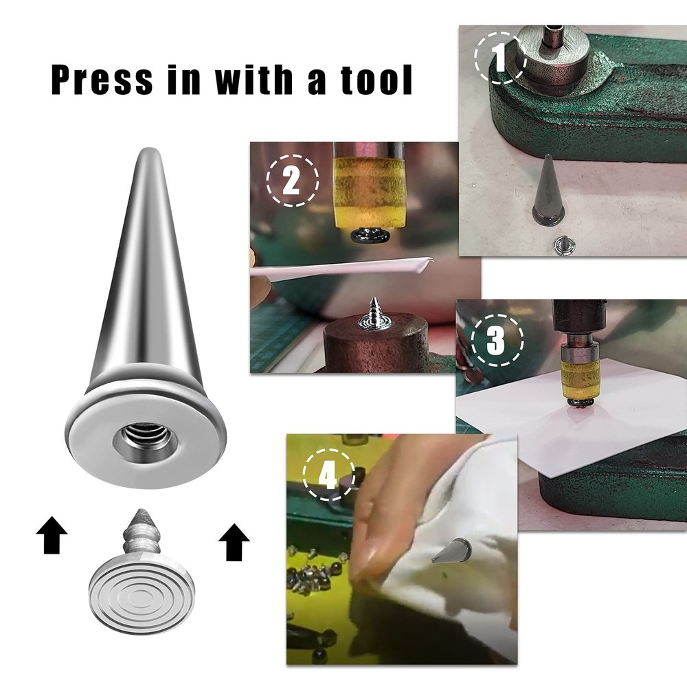 150 Sets ABS Plastic Punk Cone Spikes Studs Multiple Sizes Silver Screw Back Spi