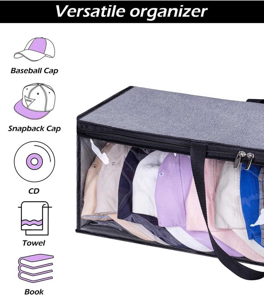 2 Pack Hat Organizer Fabric Stackable Storage for Baseball Caps Travelers