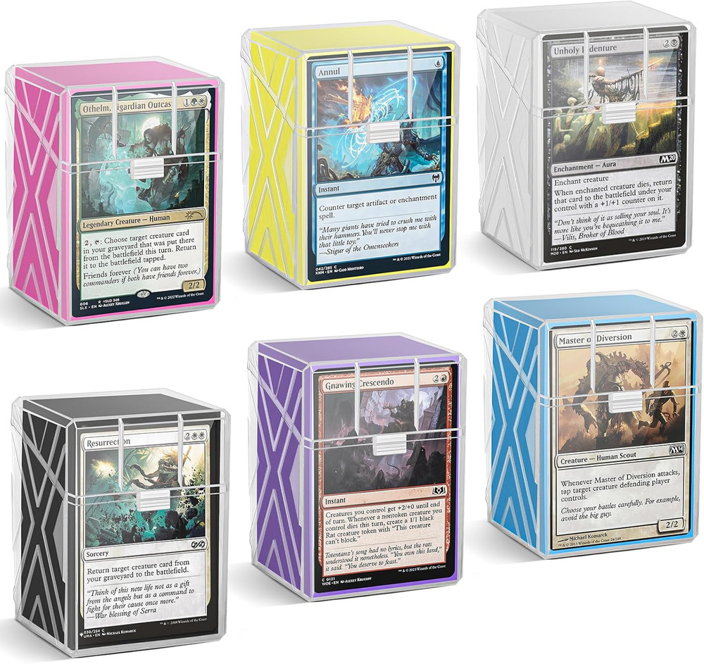 6-Pack Deck Box Set with Card Sleeves & Divider. Commander Deck Organizer Compat