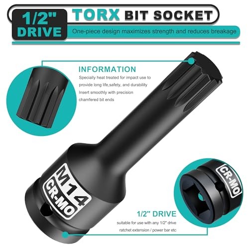 1/2" Drive M14 XZN Bit Socket, Triple Square Spline Bit Socket, 1/2" M14 Deep